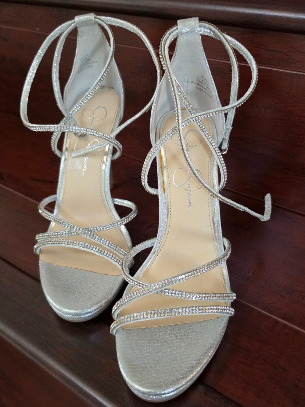Strappy Shimmer Platinum Sandals